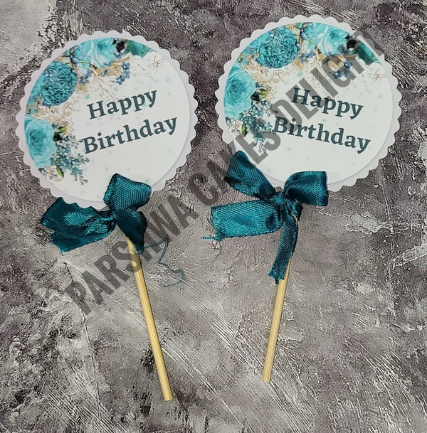 HBD TOPPER - SEA GREEN FLORAL, 2 PCS PACK