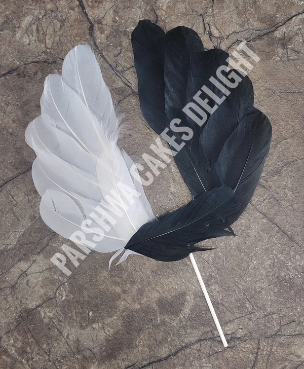 Angel Feather Wings Cake Topper - BLACK & WHITE