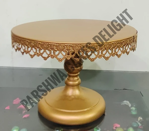 ALUMINIUM BELL CAKE STAND - GOLD, PLATE SIZE 12 INCH