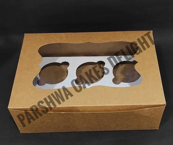 6 CAVITY CUPCAKE BOX  - 10 PCS PACK, BROWN