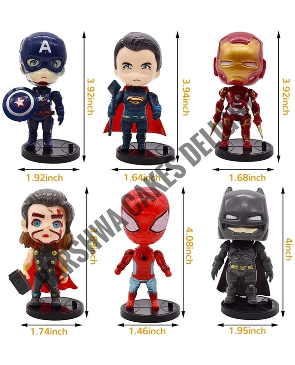 AVENGERS AND JUSTICE LEAGUE CAKE TOPPERS - 6 PCS SET