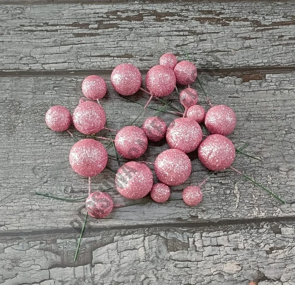 IMPORTED FAUX BALLS - GLITTER PINK, 2Cm - 2.5Cm - 3Cm - 4Cm