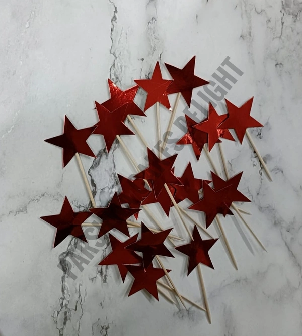 CUPCAKE TOPPER - RED, STAR