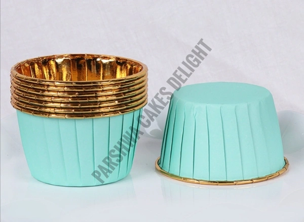 Metallic Foil Paper Cake Baking Cups  - GREEN, 50 PCS