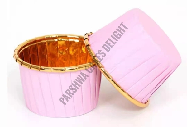 Metallic Foil Paper Cake Baking Cups  - PINK, 50 PCS