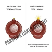 Water Sensor Diwali Diya Flameless Yellow Led - RED DIYA, 10 PCS PACK