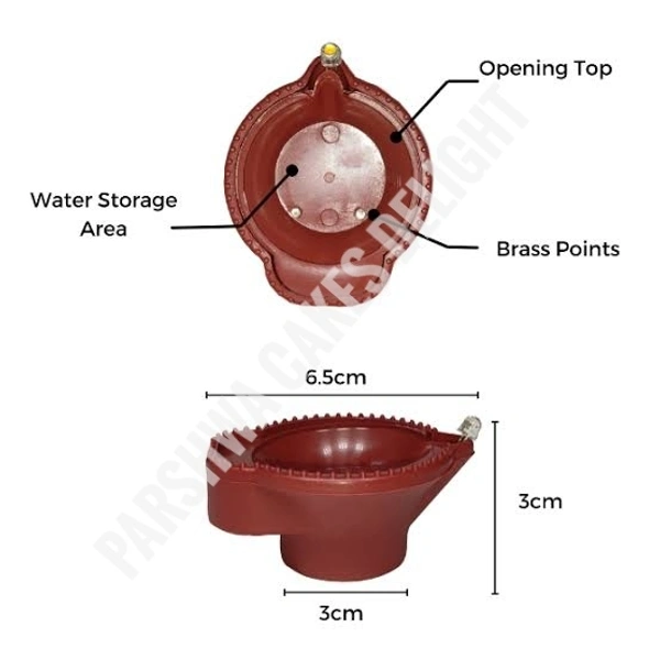Water Sensor Diwali Diya Flameless Yellow Led - RED DIYA, 10 PCS PACK