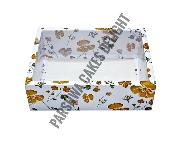 HAMPER BOX (TRANSPARENT) - 10 Pcs Pack, Floral, 10" X 8" X 3"