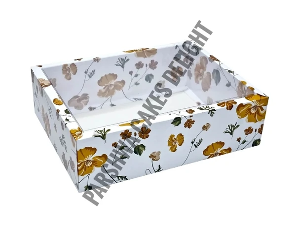 HAMPER BOX (TRANSPARENT) - 10 Pcs Pack, Floral, 10" X 8" X 3"