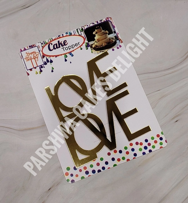 Acrylic Cut Out - 1 Pc, Double Love, Gold