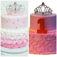 Cake Crown - 1 Pc, Gold & Pink