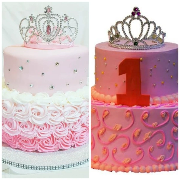 Cake Crown - 1 Pc, Gold & Pink