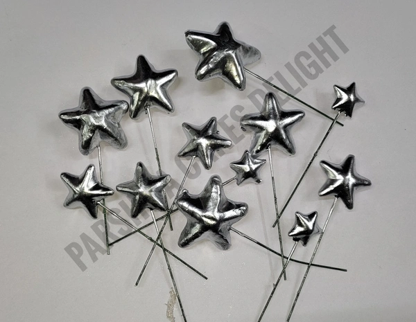 Star Faux Balls - Silver, 12 Pcs Pack