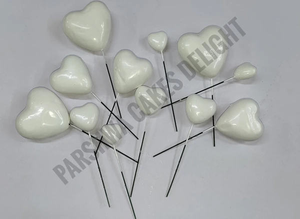Heart Faux Balls - White, 12 Pcs Pack
