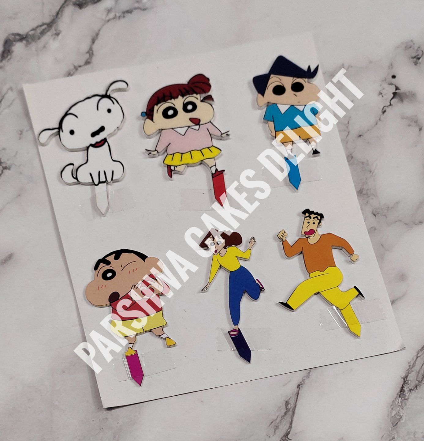 ShinChan Paper Cake Topper Theme – 6 Pieces Set – Kaur Bakery Products