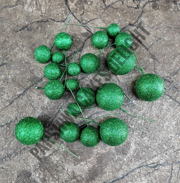 IMPORTED FAUX BALLS - Glitter Green, 2Cm - 2.5Cm - 3Cm - 4Cm