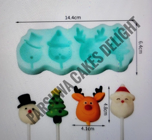 Christmas Pops Fondant Mould - 4 In 1