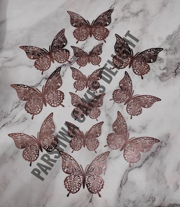 IMPORTED BUTTERFLY - D4, 12 Pcs Pack, Rose Gold