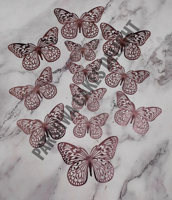 IMPORTED BUTTERFLY - D5, 12 Pcs Pack, Rose Gold