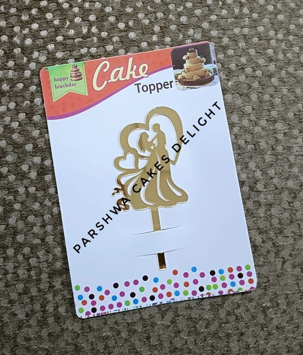 ACRYLIC TOPPER N - Couple 123, 4.5 Inches, Gold