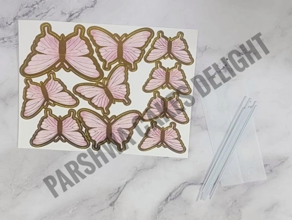 BUTTERFLIES WITH STRING - 1 Pkt, New Pink