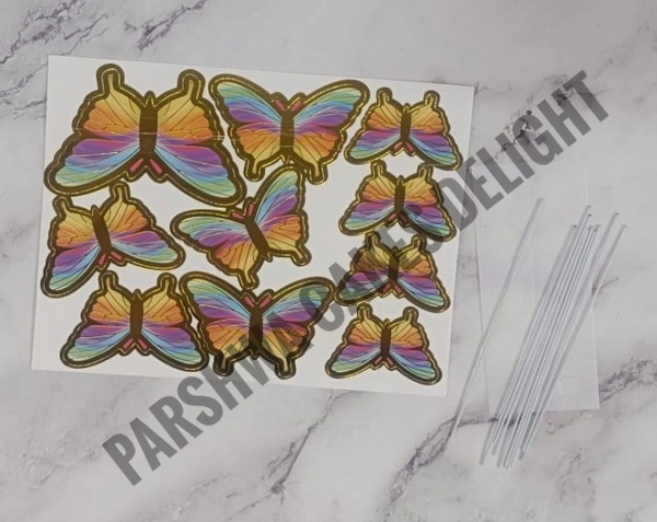 BUTTERFLIES WITH STRING - 1 Pkt, New Multi