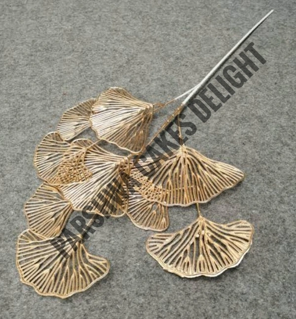 Artificial Gingko Leaves - 1 Stick, Gold