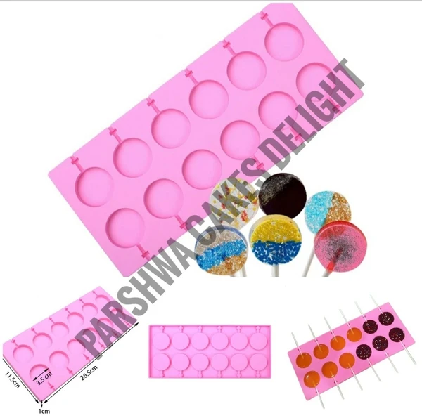 SILICONE LOLLIPOP MOULD - 12 HOLE 3.5CM ROUND