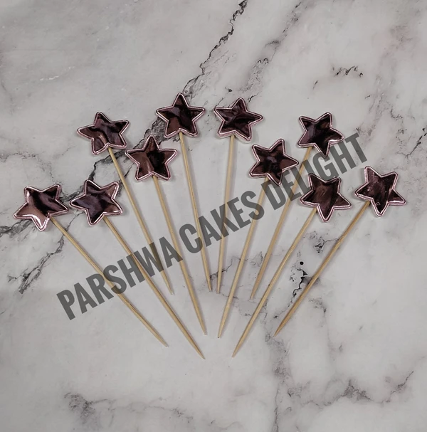 Stick Topper - Rose Gold, Star, 10 Pcs