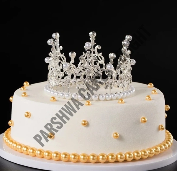 Metal Cake Crown - Delight 2, 1 Pc, Silver