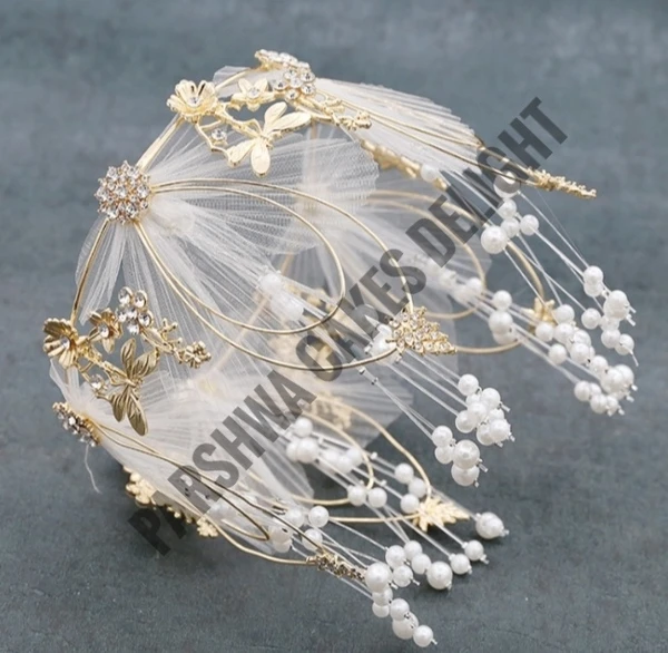 Imported Net & Pearl Metal Crown - 1 Pc