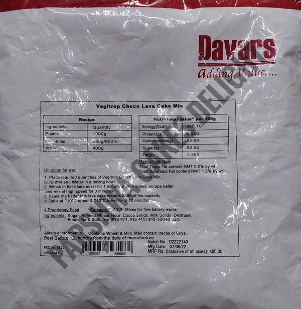Davars Premix - Choco Lava, 1 Kg Pack