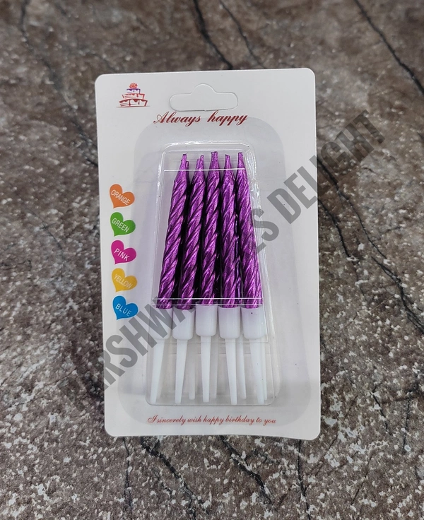 Mini Twisted Candle - Purple, 1 Pack Of 10 Pcs