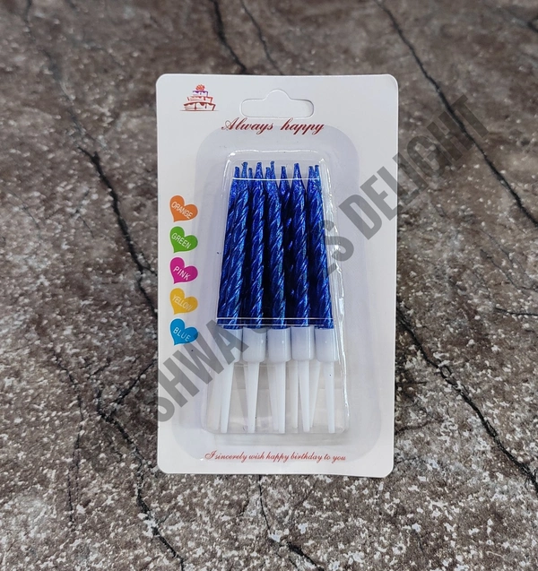 Mini Twisted Candle - 1 Pack Of 10 Pcs, Blue