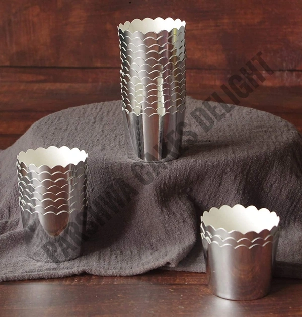 Metallic Cupcake Cups - Silver, 50 Pcs Pack