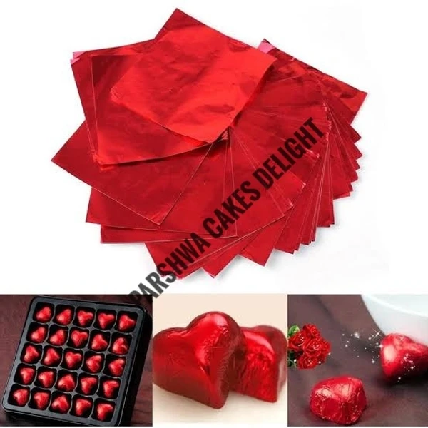 Aluminum Cut Foil Chocolate Wrapper - Red, 8*8 Cm