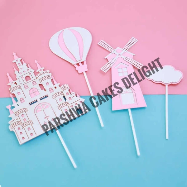 Castle & Cloud - Pink, 4 Pcs Set