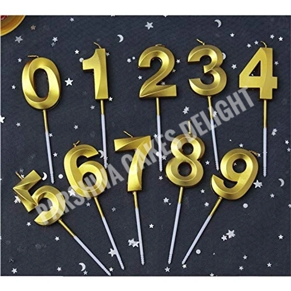 Metallic Number Candle - Gold, 0-9 Set