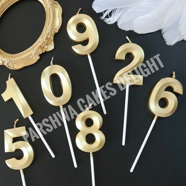 Metallic Number Candle - Gold, 0-9 Set