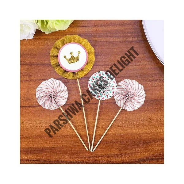 Paper Fans For Cake Decoration - Delight 2, 4 Pcs