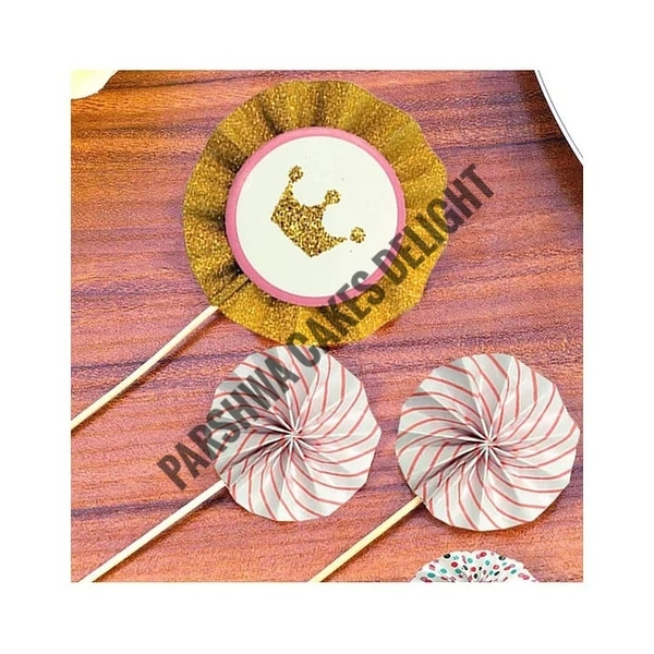 Paper Fans For Cake Decoration - Delight 2, 4 Pcs