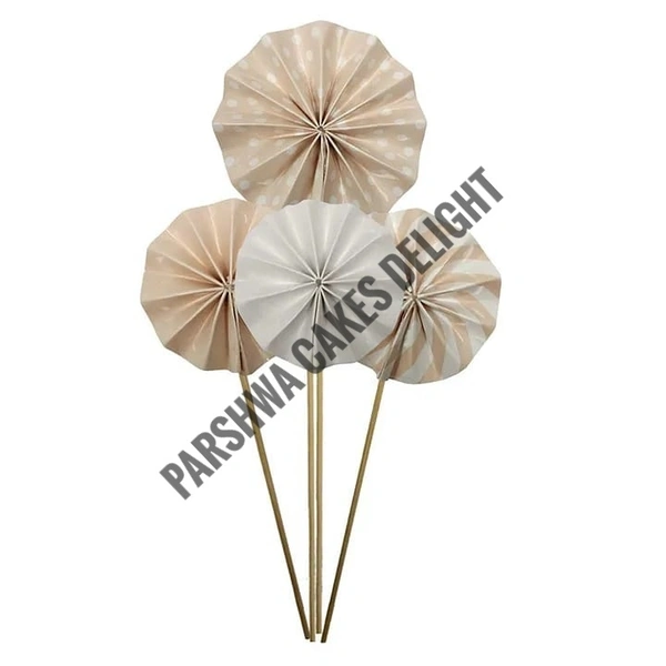 Paper Fans For Cake Decoration - Delight 3, 4 Pcs