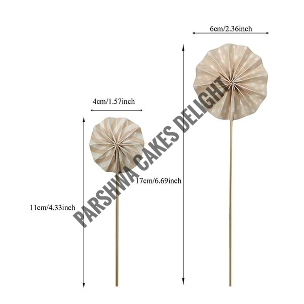 Paper Fans For Cake Decoration - Delight 3, 4 Pcs