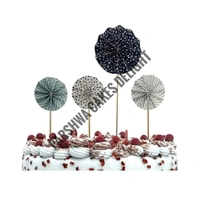 Paper Fans For Cake Decoration - Delight 4, 4 Pcs