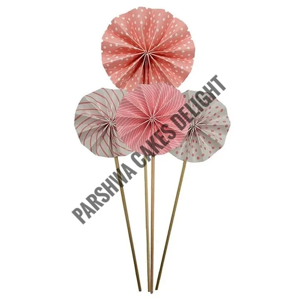 Paper Fans For Cake Decoration - Delight 7, 4 Pcs