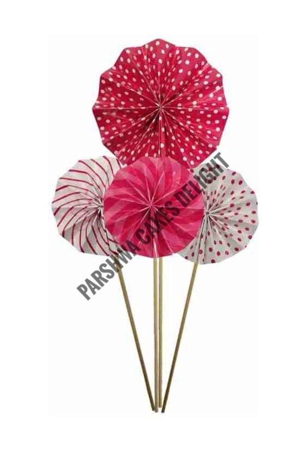 Paper Fans For Cake Decoration - Delight 8, 4 Pcs