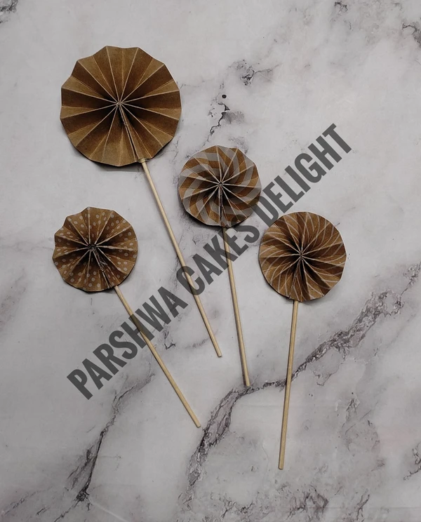 Paper Fans For Cake Decoration - Delight 11, 4 Pcs