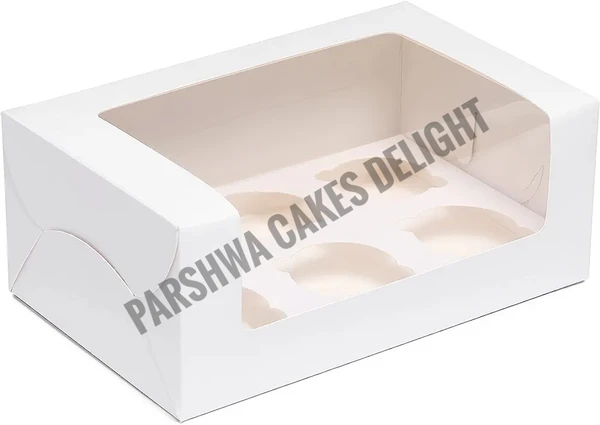 6 CAVITY CUPCAKE BOX  - 10 Pcs Pack, White