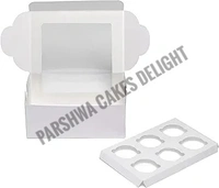 6 CAVITY CUPCAKE BOX  - 10 Pcs Pack, White