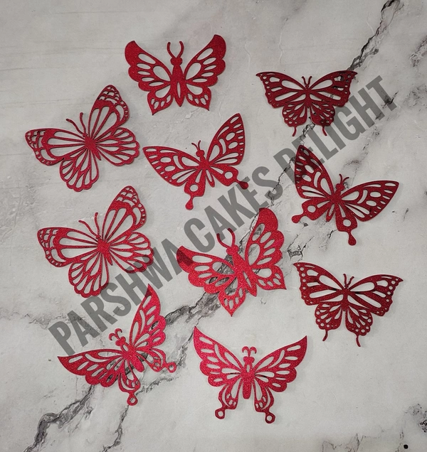 NON EDIBLE BUTTERFLY - GLITTER RED